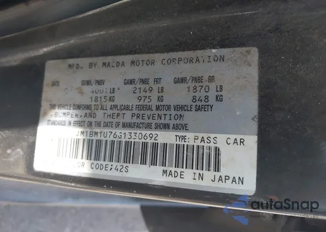 2016 Mazda Mazda3 I Sport from USA, damaged, VIN JM1BM1U76G1330692